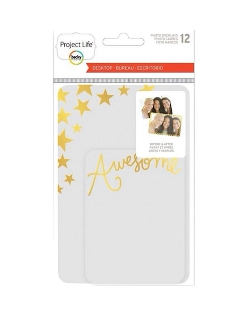 Becky Higgins 12 Photo Overlays Clear Gold Project Life American Crafts NWT